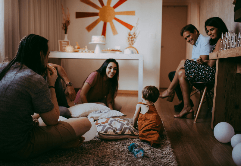 Family spending time together with healthy boundaries and shared space